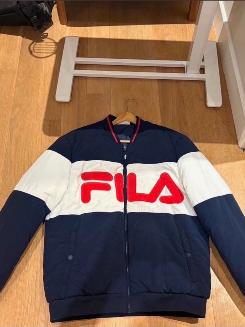 Vintage Fila Navy, White & Red Colorblock Bomber Jacket